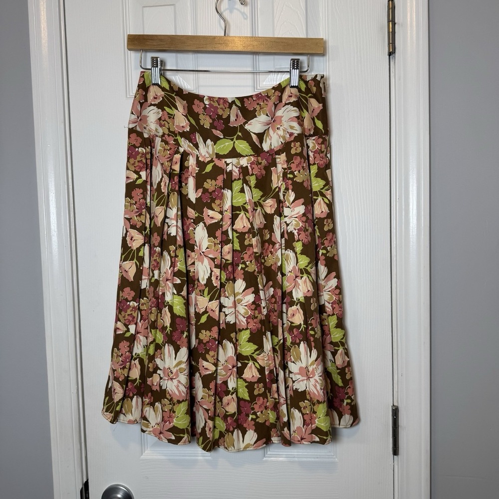Tommy Bahama Women's Size 6 Silk Blend Skirt Crinkle‎ Pleated Pink Floral Print
